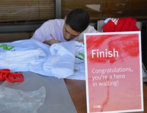 Raymond Ortega, 17, at the finish line of the ''Drive for Life" that was inspired by his Aplastic Anemia.