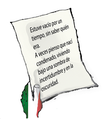 illustration of hand holding text from Martí's “Nuestra América”